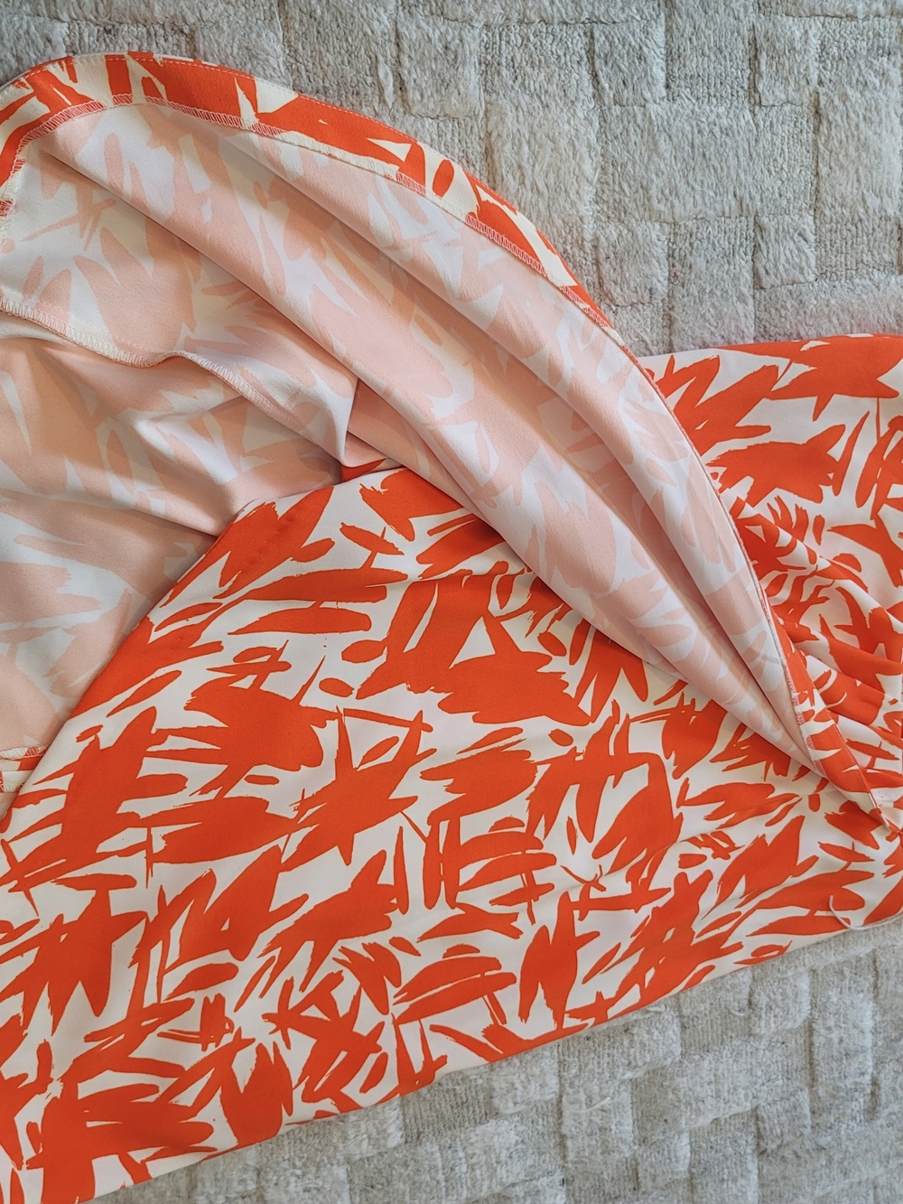 LONDON TIMES Orange and White Abstract Leaf Print Sleeveless Dress Size 10 - Picture 9 of 9